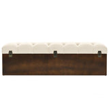 NNEVL Storage Bench 110 cm Cream Solid Firwood and Fabric