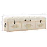 NNEVL Storage Bench 110 cm Cream Solid Firwood and Fabric