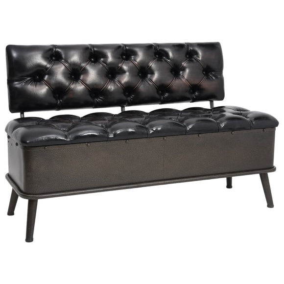NNEVL Storage Bench with Backrest 110 cm Black Faux Leather