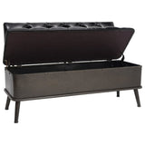 NNEVL Storage Bench with Backrest 110 cm Black Faux Leather