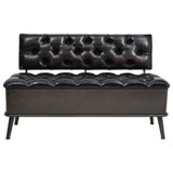 NNEVL Storage Bench with Backrest 110 cm Black Faux Leather