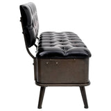 NNEVL Storage Bench with Backrest 110 cm Black Faux Leather