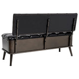 NNEVL Storage Bench with Backrest 110 cm Black Faux Leather