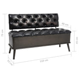 NNEVL Storage Bench with Backrest 110 cm Black Faux Leather