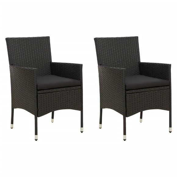 NNEVL Garden Chairs with Cushions 2 pcs Poly Rattan Black