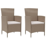 NNEVL Garden Chairs with Cushions 2 pcs Poly Rattan Beige