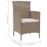 NNEVL Garden Chairs with Cushions 2 pcs Poly Rattan Beige