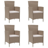 NNEVL Garden Chairs with Cushions 4 pcs Poly Rattan Beige