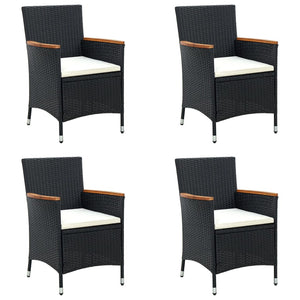 NNEVL Garden Dining Chairs 4 pcs Poly Rattan Black