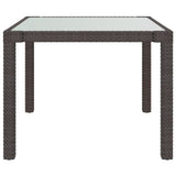 NNEVL Garden Table 90x90x75 cm Tempered Glass and Poly Rattan Brown