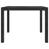 NNEVL Garden Table 90x90x75 cm Tempered Glass and Poly Rattan Black