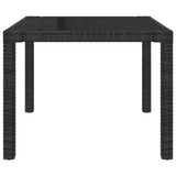 NNEVL Garden Table 90x90x75 cm Tempered Glass and Poly Rattan Black