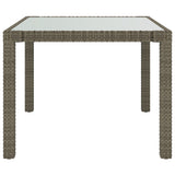 NNEVL Garden Table 90x90x75 cm Tempered Glass and Poly Rattan Grey