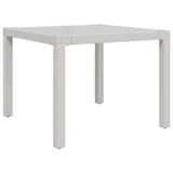 NNEVL Garden Table 90x90x75 cm Tempered Glass and Poly Rattan White
