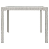 NNEVL Garden Table 90x90x75 cm Tempered Glass and Poly Rattan White