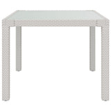 NNEVL Garden Table 90x90x75 cm Tempered Glass and Poly Rattan White