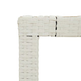NNEVL Garden Table 90x90x75 cm Tempered Glass and Poly Rattan White