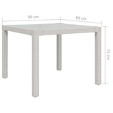 NNEVL Garden Table 90x90x75 cm Tempered Glass and Poly Rattan White