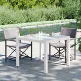 NNEVL Garden Table 90x90x75 cm Tempered Glass and Poly Rattan White