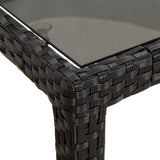NNEVL Garden Table 150x90x75 cm Tempered Glass and Poly Rattan Black