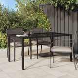 NNEVL Garden Table 150x90x75 cm Tempered Glass and Poly Rattan Black