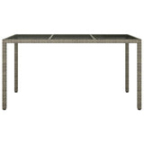 NNEVL Garden Table 150x90x75 cm Tempered Glass and Poly Rattan Grey
