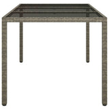 NNEVL Garden Table 150x90x75 cm Tempered Glass and Poly Rattan Grey