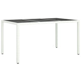 NNEVL Garden Table 150x90x75 cm Tempered Glass and Poly Rattan White