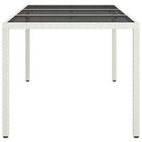 NNEVL Garden Table 150x90x75 cm Tempered Glass and Poly Rattan White