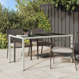 NNEVL Garden Table 150x90x75 cm Tempered Glass and Poly Rattan White
