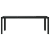 NNEVL Garden Table Black 190x90x75 cm Tempered Glass and Poly Rattan