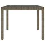NNEVL Garden Table Grey 190x90x75 cm Tempered Glass and Poly Rattan