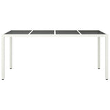 NNEVL Garden Table White 190x90x75 cm Tempered Glass and Poly Rattan