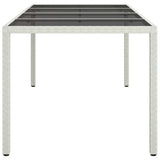 NNEVL Garden Table White 190x90x75 cm Tempered Glass and Poly Rattan