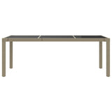 NNEVL Garden Table Beige 190x90x75 cm Tempered Glass and Poly Rattan