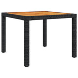 NNEVL Garden Table 90x90x75 cm Poly Rattan and Acacia Wood Black
