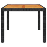 NNEVL Garden Table 90x90x75 cm Poly Rattan and Acacia Wood Black