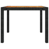 NNEVL Garden Table 90x90x75 cm Poly Rattan and Acacia Wood Black