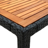NNEVL Garden Table 90x90x75 cm Poly Rattan and Acacia Wood Black
