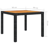 NNEVL Garden Table 90x90x75 cm Poly Rattan and Acacia Wood Black