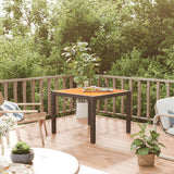 NNEVL Garden Table 90x90x75 cm Poly Rattan and Acacia Wood Black