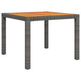 NNEVL Garden Table 90x90x75 cm Poly Rattan and Acacia Wood Grey