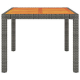 NNEVL Garden Table 90x90x75 cm Poly Rattan and Acacia Wood Grey