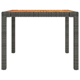 NNEVL Garden Table 90x90x75 cm Poly Rattan and Acacia Wood Grey