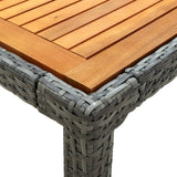 NNEVL Garden Table 90x90x75 cm Poly Rattan and Acacia Wood Grey