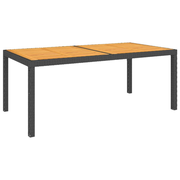 NNEVL Garden Table 150x90x75 cm Poly Rattan and Acacia Wood Black