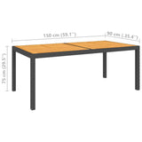 NNEVL Garden Table 150x90x75 cm Poly Rattan and Acacia Wood Black