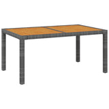 NNEVL Garden Table 150x90x75 cm Poly Rattan and Acacia Wood Grey