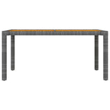 NNEVL Garden Table 150x90x75 cm Poly Rattan and Acacia Wood Grey
