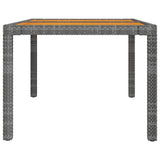 NNEVL Garden Table 150x90x75 cm Poly Rattan and Acacia Wood Grey